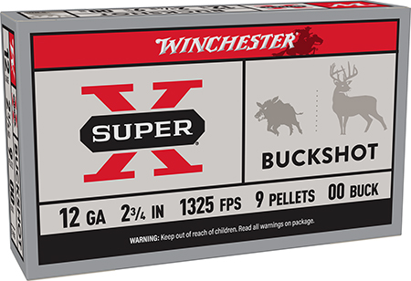 Winchester Ammo XB1200 Super X  12Gauge 2.75" 9Pellets 00Buck Shot 5 Per Box/50 Case