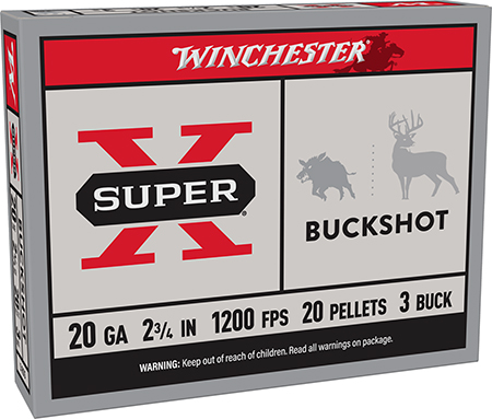 Winchester Ammo XB203 Super X  20Gauge 2.75" 20Pellets 3Buck Shot 5 Per Box/50 Case