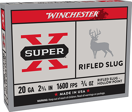 Winchester Ammo X20RSM5 Super X  20Gauge 2.75" 3/4oz Rifled Slug Shot 5 Per Box/50 Case
