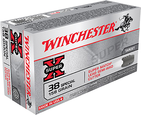 Winchester Ammo X38WCPSV Super X  38Special 158gr Super Match Lead Semi Wadcutter 50 Per Box/10 Case