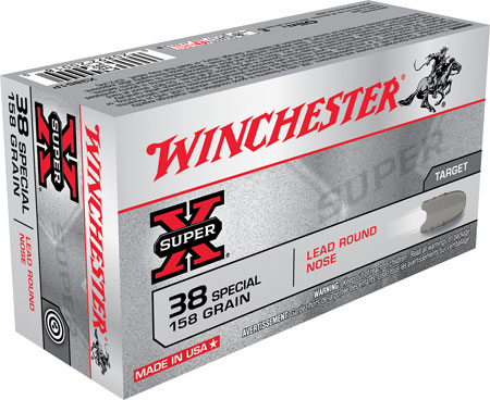 Winchester Ammo X38S1P Super X  38Special 158gr Lead Round Nose 50 Per Box/10 Case