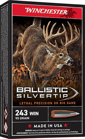 Winchester Ammo SBST243A Ballistic Silvertip  243Win 95gr Rapid Controlled Expansion Polymer Tip 20 Per Box/10 Case