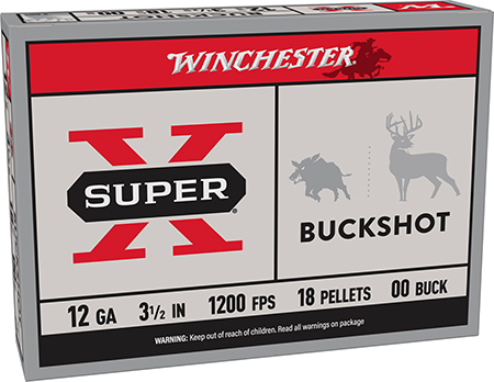 Winchester Ammo XB12L00 Super X  12Gauge 3.50" 18Pellets 00Buck Shot 5 Per Box/50 Case