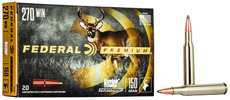 Federal P270E Premium  270Win 150gr Nosler Partition 20 Per Box/10 Case
