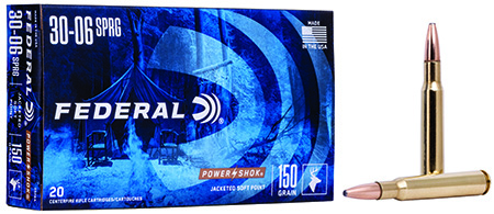 Federal 3006A Power-Shok  30-06Springfield 150gr Jacketed Soft Point 20 Per Box/10 Case
