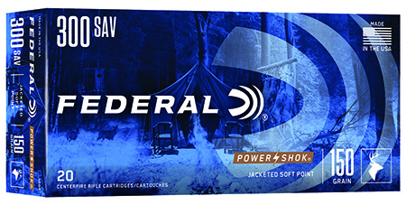 Federal 300A Power-Shok  300Savage 150gr Jacketed Soft Point 20 Per Box/10 Case