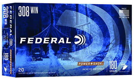 Federal 308B Power-Shok  308Win 180gr Jacketed Soft Point 20 Per Box/10 Case
