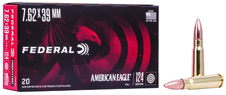 Federal A76239A American Eagle Rifle 7.62x39mm 124gr Full Metal Jacket 20 Per Box/25 Case