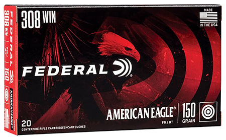 Federal AE308D American Eagle Rifle 308Win 150gr Full Metal Jacket Boat Tail 20 Per Box/25 Case