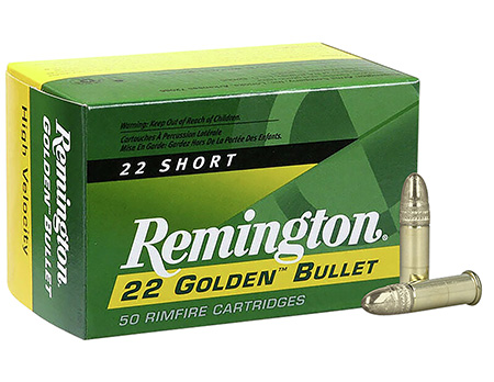 Remington Ammunition 21000 Golden Bullet  22Short 29gr Plated Lead Round Nose 50 Per Box/100 Case