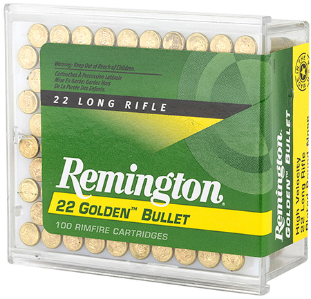 Remington Ammunition 21276 Golden Bullet  22LR 40gr Plated Lead Round Nose 100 Per Box/50 Case