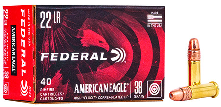 Federal AE22 American Eagle  22LR 38gr Copper Plated Hollow Point 40 Per Box/100 Case