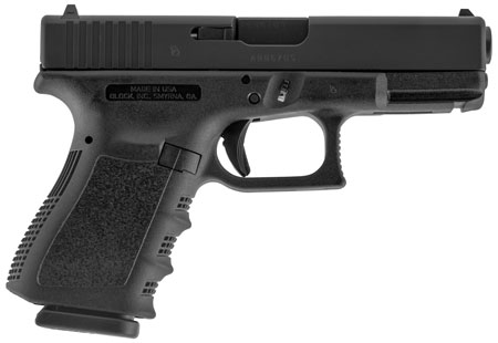 Glock UI2350203 G23 Gen3 Compact 40 S&W 13+1 4.02" Black Polygonal Rifled Barrel, Matte Black Serrated Slide, Black Polymer Frame w/Picatinny Rail, Black Textured Finger Grooved Polymer Grip, USA Made