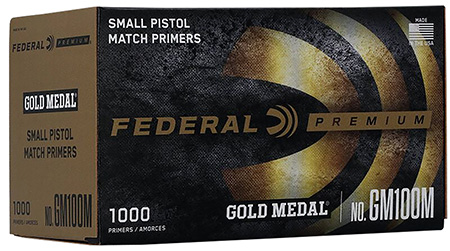 Federal GM100M Gold Medal Premium Small Pistol Multi Caliber Handgun 1000 Per Box/5 Case