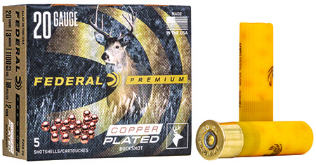 Federal P2582B Premium Magnum 20Gauge 3" 18Pellets 1 1/4oz 2BuckShot 5 Per Box/50 Case