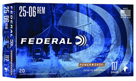 Federal 2506BS Power-Shok  25-06Rem 117gr Jacketed Soft Point 20 Per Box/10 Case