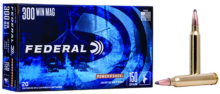 Federal 300WGS Power-Shok  300WinMag 150gr Jacketed Soft Point 20 Per Box/10 Case