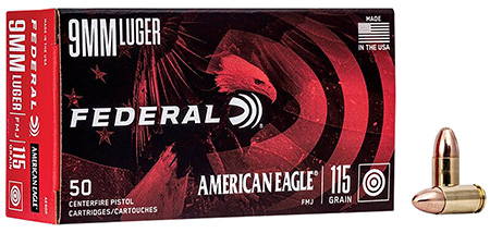 Federal AE9DP American Eagle Handgun 9mmLuger 115gr Full Metal Jacket 50 Per Box/20 Case