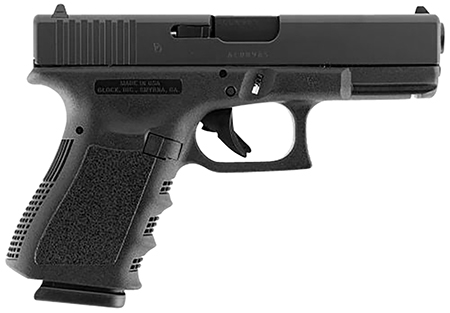 Glock UI1950201 G19 Gen3 Compact 9mm Luger 10+1 4.02" Black Steel Barrel, Matte Black Serrated Slide, Black Polymer Frame w/Accessory Rail, Black Finger Grooved Polymer Grip, Right Hand USA Made