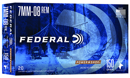 Federal 708CS Power-Shok  7mm-08Rem 150gr Jacketed Soft Point 20 Per Box/10 Case