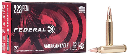 Federal AE223N American Eagle Rifle 223Rem 62gr Full Metal Jacket Boat Tail 20 Per Box/25 Case