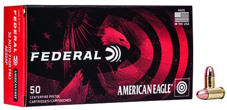 Federal AE32AP American Eagle Handgun 32ACP 71gr Full Metal Jacket 50 Per Box/20 Case