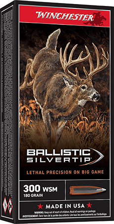 Winchester Ammo SBST300SA Ballistic Silvertip  300WSM 180gr Rapid Controlled Expansion Polymer Tip 20 Per Box/10 Case
