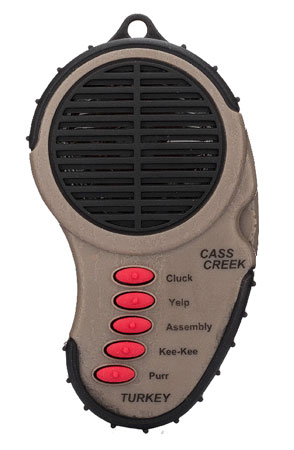 Cass Creek 969 Ergo Electronic  Turkey Call, 5 Authentic Turkey Sounds, Brown Plastic Includes Belt Clip