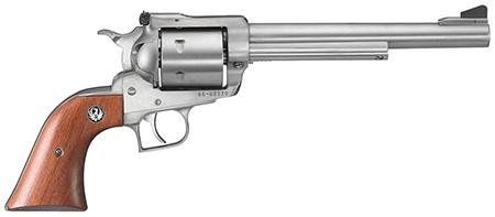 Ruger 0804 Super Blackhawk  Large Frame 44 Rem Mag/44 Special 6rd 7.50" Satin Stainless Steel Barrel, Cylinder  &  Frame, Hardwood Grip, Transfer Bar Safety, Exposed Hammer