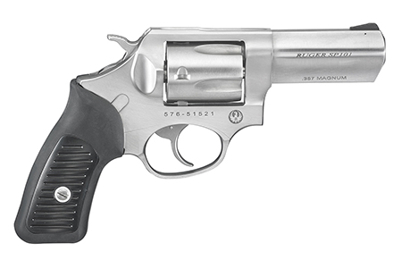 Ruger 5719 SP101  357 Mag 5rd 3.10" Satin Stainless Steel Barrel, Cylinder  &  Frame, Black Rubber Grip, Transfer Bar Safety, Exposed Hammer