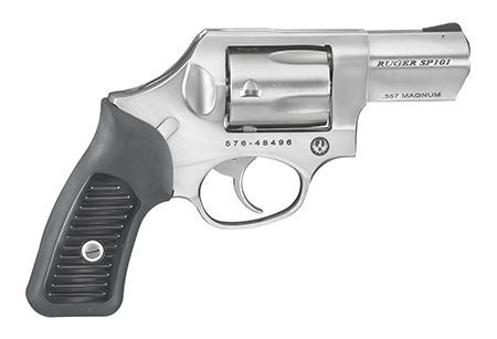 Ruger 5720 SP101  357 Mag 5rd 2.25" Satin Stainless Steel Barrel, Cylinder  &  Frame, Black Rubber Grip, Transfer Bar Safety, Concealed Hammer