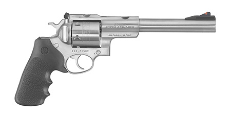 Ruger 5505 Super Redhawk  Large Frame 454 Casull 6rd 7.50" Satin Stainless w/Integral Mount Barrel, Satin Stainless Cylinder  &  Frame, Black Hogue Finger Groove Tamer Monogrip, Transfer Bar Safety