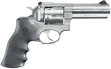 Ruger 1705 GP100  Medium Frame 357 Mag 6rd 4.20" Satin Stainless Steel Barrel, Cylinder  &  Frame, Hogue Monogrip, Transfer Bar Safety, Exposed Hammer