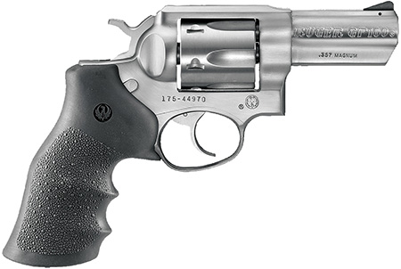 Ruger 1715 GP100  Medium Frame 357 Mag 6rd 3" Satin Stainless Steel Barrel, Cylinder  &  Frame, Hogue Monogrip, Transfer Bar Safety, Exposed Hammer