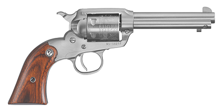 Ruger 0913 Bearcat  Compact Frame 22 LR 6rd 4" Satin Stainless Barrel, Frame  &  Engraved Cylinder, Hardwood Grip, Transfer Bar Safety, Exposed Hammer
