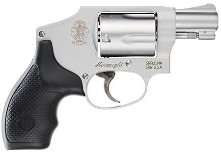 Smith  &  Wesson 103810 Model 642 Airweight J-Frame 38 Special +P 5 Shot 1.88" Stainless Steel Barrel, Stainless Cylinder, Stainless Aluminum Frame, Black Finger Grooved Grip, Concealed Hammer