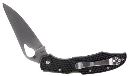 Spyderco BY03PBK2 Byrd Cara Cara 2 Lightweight 3.75" Folding Drop Point Plain 8Cr13MoV SS Blade Black  Textured FRN Handle Includes Pocket Clip