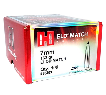 Hornady 28403 ELD Match  7mm .284 162 gr Extremely Low Drag Match 100 Per Box/ 15 Case