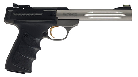 Browning 051461490 Buck Mark Lite *CA Compliant 22 LR 10+1 5.50" Matte Gray Fluted Barrel, Serrated Steel Slide, Matte Gray Aluminum Frame  &  Black Ultragrip RX Grips
