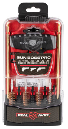 Real Avid AVGBPROP Gun Boss Cleaning Kit Multi-Caliber Pistol Firearm Slotted Tip 12.50" Long Bronze Bristles Includes Case