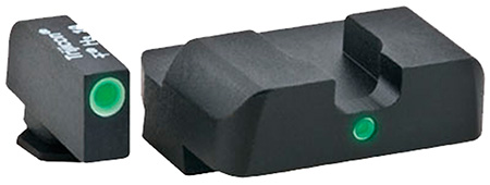 AmeriGlo GL101 i-Dot Sight  Set for Glock  Green Tritium White Outline Front Sight-Green Tritium Rear Sight