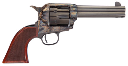 Taylors  &  Company 550821 Runnin Iron  45 Colt (LC) Caliber with 4.75" Blued Finish Barrel, 6rd Capacity Blued Finish Cylinder, Color Case Hardened Finish Steel Frame  &  Checkered Walnut Grip