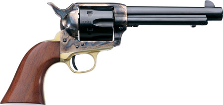 Taylors  &  Company 550527 Ranch Hand  357 Mag Caliber with 5.50" Blued Finish Barrel, 6rd Capacity Blued Finish Cylinder, Color Case Hardened Finish Steel Frame  &  Walnut Grip