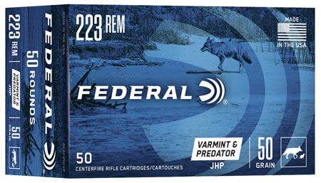 Federal AE22350VP American Eagle Varmint  &  Predator 223Rem 50gr Jacketed Hollow Point 50 Per Box/5 Case