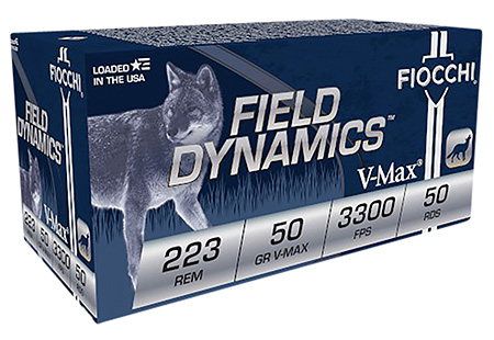Fiocchi 223HVA50 Field Dynamics  223Rem 50gr Hornady V Max 50 Per Box/20 Case