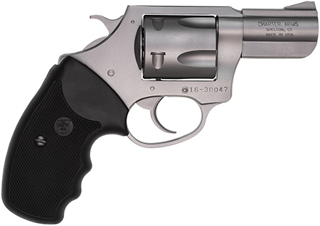 Charter Arms 74020 Pitbull  Large 40 S&W 5 Shot 2.30" Matte Stainless Steel Barrel, Cylinder  &  Frame w/Black Finger Grooved Rubber Grip