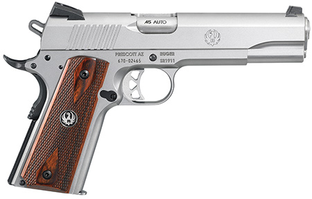 Ruger 6700 SR1911  Full Size 45 ACP 7+1/8+1 5" Low-Glare Stainless Steel Barrel, Serrated Stainless Steel Slide  &  Frame w/Beavertail, Hardwood Grip, Right Hand