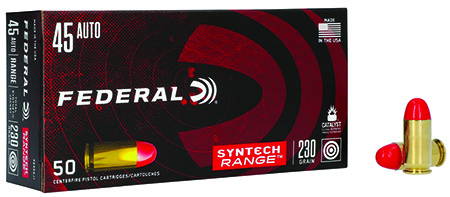 Federal AE45SJ1 American Eagle Syntech Range  45ACP 230gr Total Syntech Jacket Round Nose 50 Per Box/10 Case