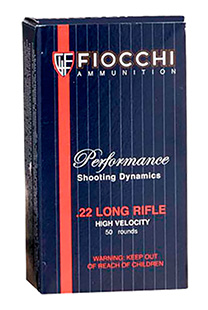 Fiocchi 22FHVCRN Field Dynamics High Velocity 22LR 40gr Copper Plated Solid Point 50 Per Box/100 Case