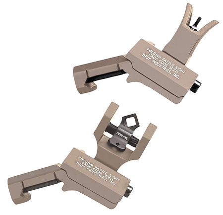Troy Ind SSIG-45S-MDFT-00 45 Degree Offset Battlesight Set  Flat Dark Earth Anodized M4 Front  &  Dioptic Rear